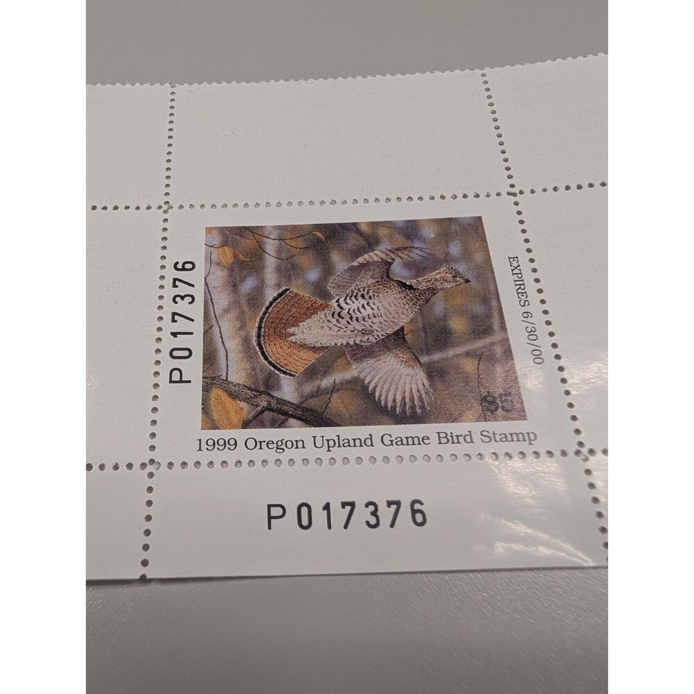 1999 Oregon Upland Game Bird Stamp Mint Never Hinged Collectible duck stamp